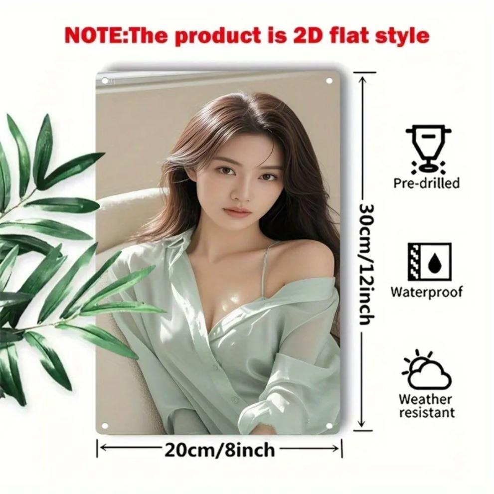 Metal Wall Art Elegant Female Portrait Sign Home Bar Decor Christmas Gift