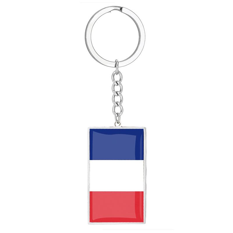 Stainless Steel Epoxy Canada Australia Flag Keychains Rectangle National Flag Pendant Car Key Chain