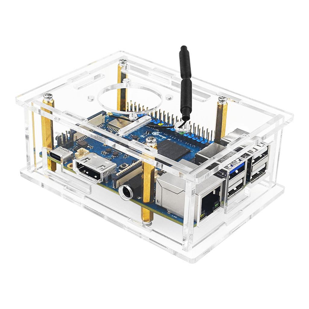 Acrylic Enclosure Box Cooling Fan for Orange Pi 3B Development Board Case Outer Shells with Cooling Fan Heat Sink