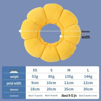 Qi O Sunflower Cat E-Collar - Soft Cotton Anti-Lick Collar