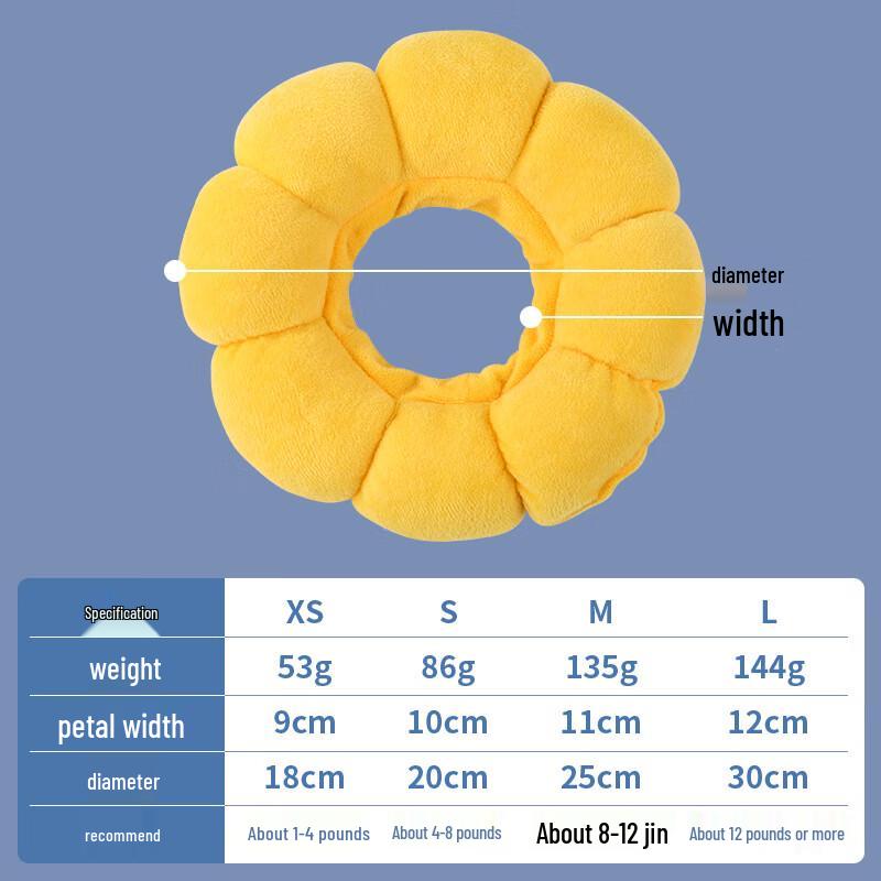 Qi O Sunflower Cat E-Collar - Soft Cotton Anti-Lick Collar