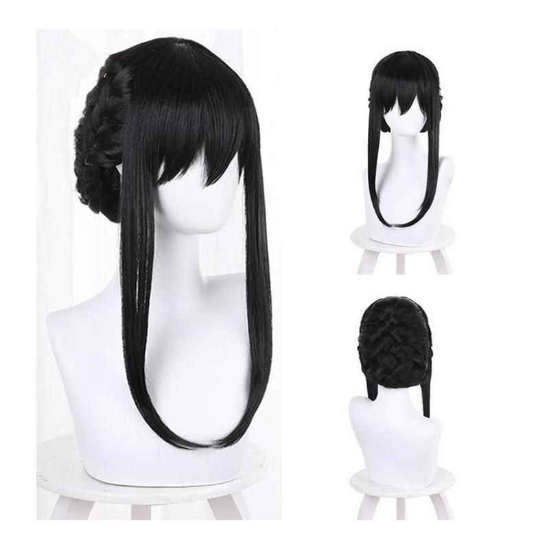 Impresionante Cosplay de Anime Spy×family Cabello Anya Yor Forger Loid Peluca Negra Rosa Fiesta