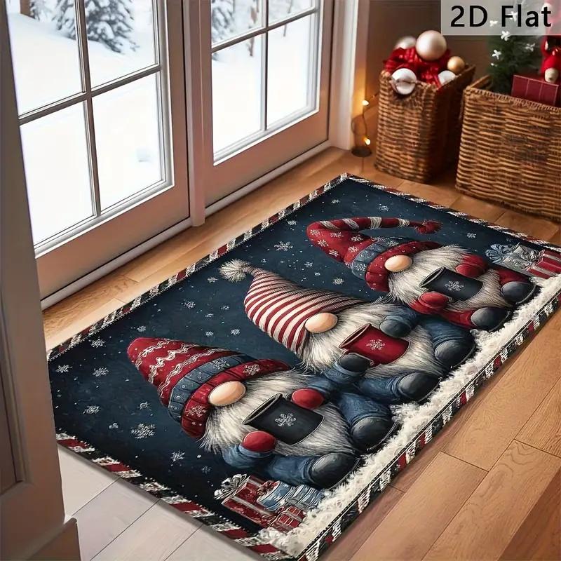 1pc Three Santa Claus Doormats Festive Floor Mat Living Room Rug for Bedroom Welcome Mat Outdoor Rug Christmas Rug