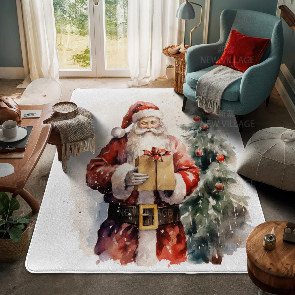 House Entrance Carpet Home Door Mat Living Room Bath Foot Bathroom Non-slip Water Absorption Rugs Bath Merry Christmas Winter