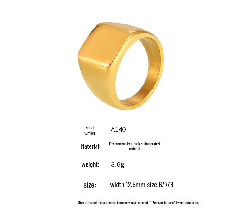 European Minimalist Ferris Wheel Titanium Steel Ring with PVD Electroplated 18K Gold Finish – Unisex, In Stock