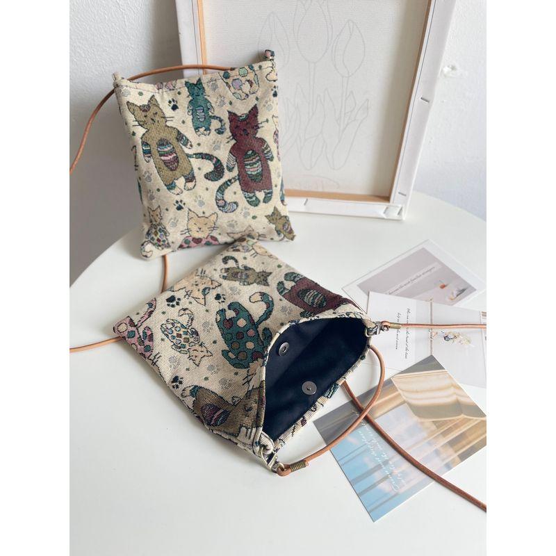 

Ретро Милый Кот Мори Стиль Художественная Сумка-Сэтчел с Молнией Magnetic buckle strap 1 m