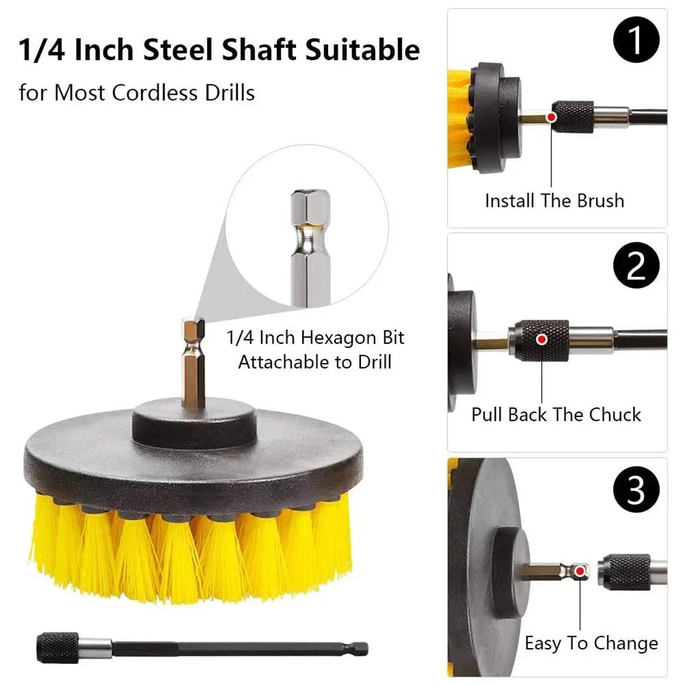 Drill Brush Attachment Set Power Scrubber Wash Cleaning Brushes Tool Kit with Extension for Clean Glass Windows Kitchen Toilet