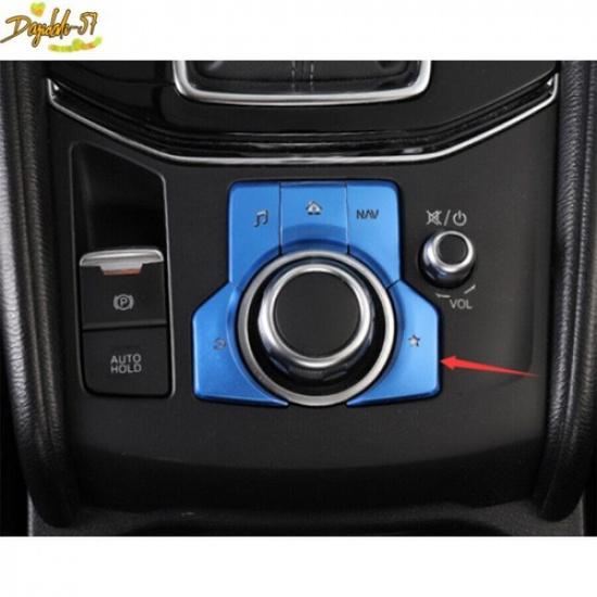 For Mazda CX-5 CX5 2018- Blue Aluminum Console Multimedia Button Cover Decor
