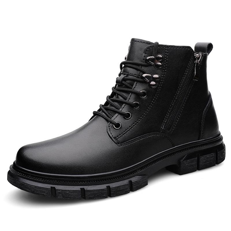 Men s High-Top Retro Motorcycle Boots - Autumn/Winter British Style Cowhide Boots 41