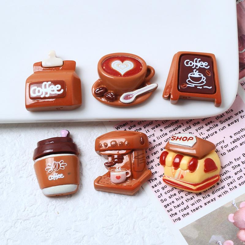 Cartoon Coffee Series DIY Resin Accessories Kit: Phone Case, Hair Clip, Jewelry Craft Supplies