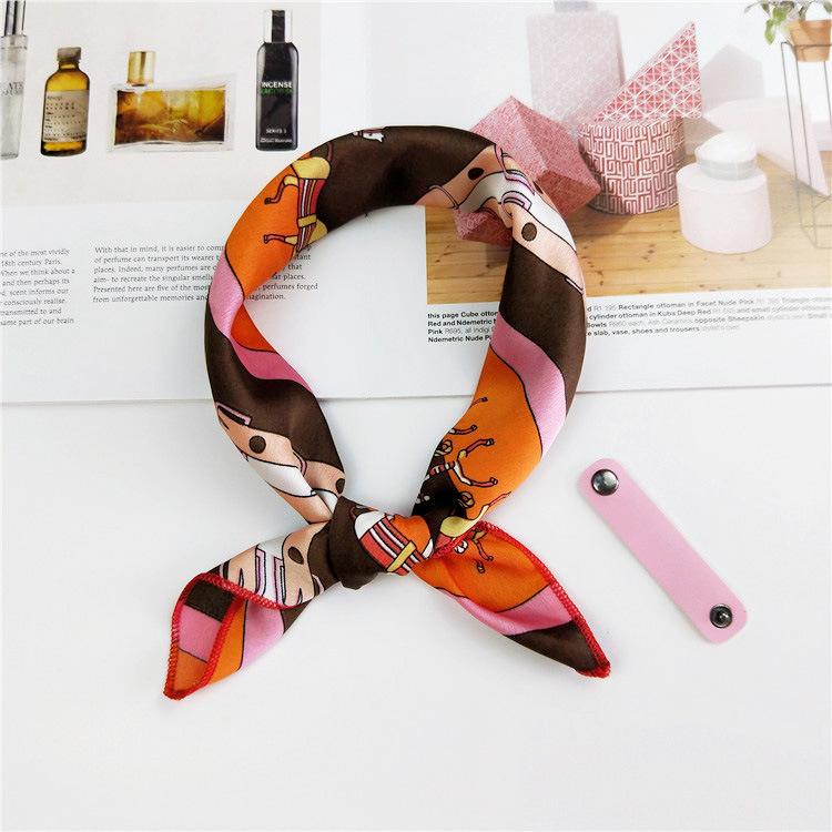 Cotton And Linen Small Square Scarf Silk Scarf Women'S Spring And Autumn New Style Artistic And Versatile Fashionable Temperament Headband Scarf