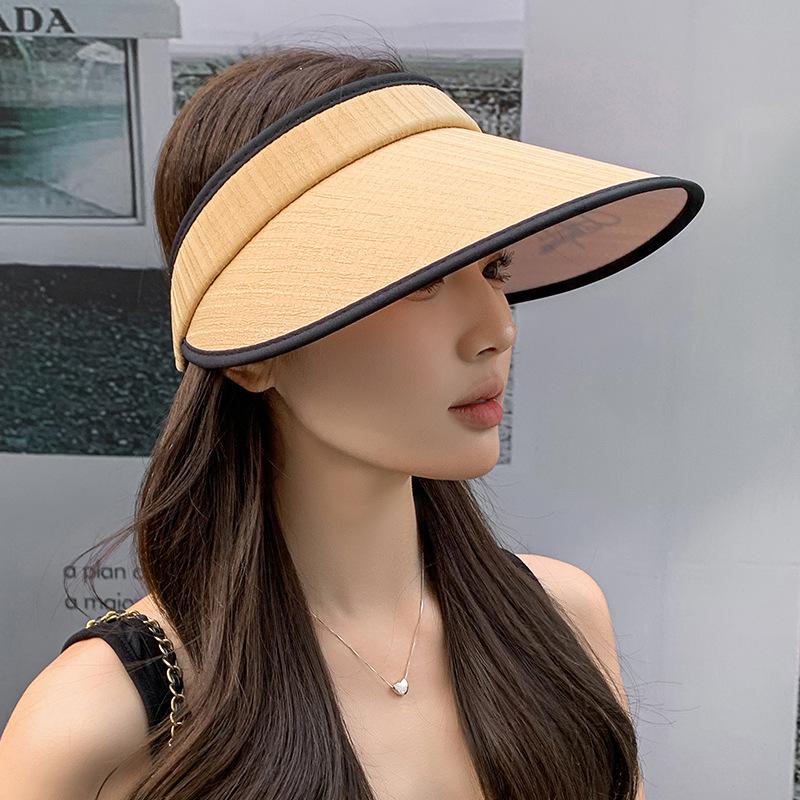 Women's Korean-style open-top hat with large brim to cover the face, simple letter print, versatile and fashionable sun protection hat