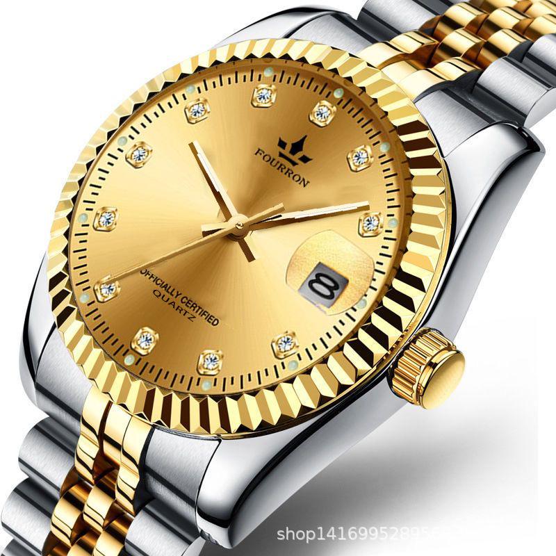 Tycoon Gold Leuchtende Herrenuhr - Lupe Kalender, Bestseller, Grenzüberschreitende Partneroption