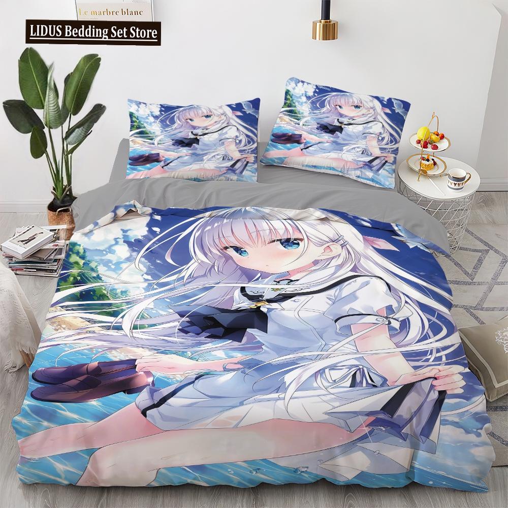 Anime Kawaii Bedding Set Japan Anime Loli Duvet Cover Set Kids Bedroom Cartoon 3D Printed Quilt Cover Bedroom Gift