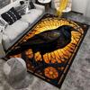 Gothic Style Black Raven Carpet with Golden Stained Glass Design Suitable for use as an anti-slip for living room bedroom sofas