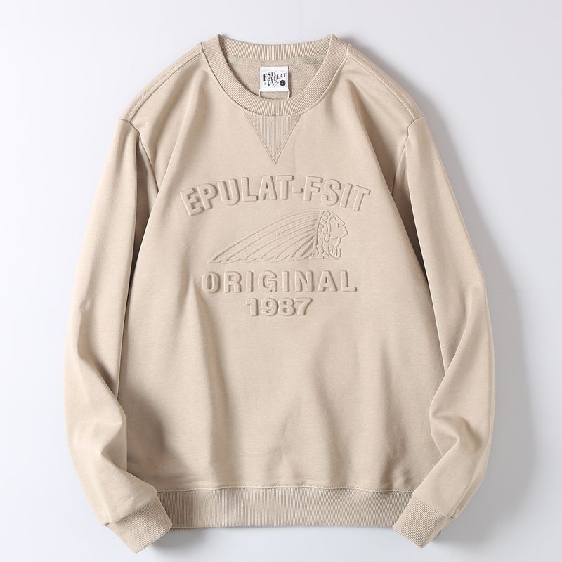 Foreign Trade Surplus Indian 3D Head Letter Print Pullover Sweatshirt Men's Long-Sleeve Casual Loose Crewneck Jacket
