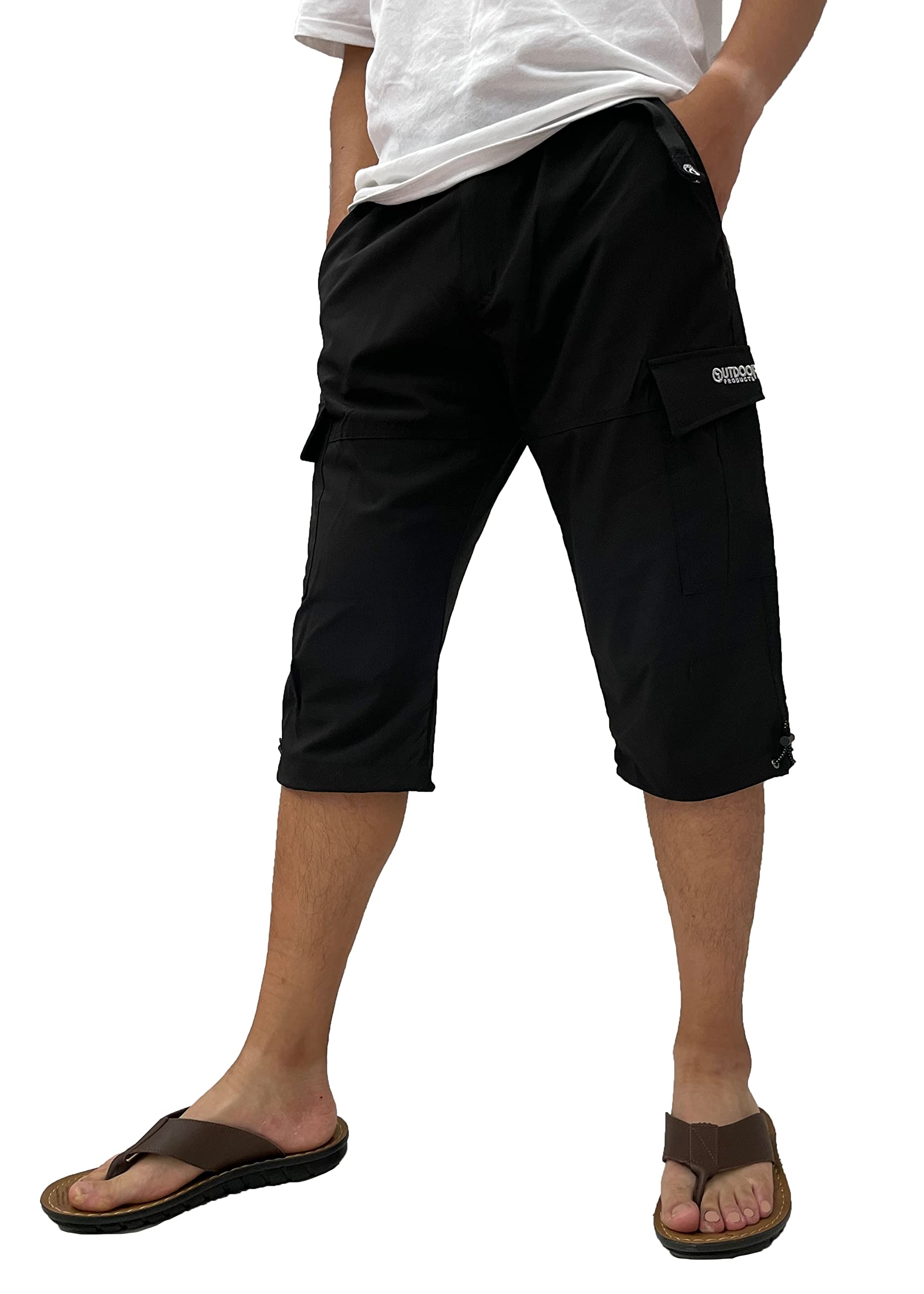 

Outdoor Products Men s Summer Poly Rip Stretch Cargo 3/4 Length Pants, Sizes M, L, and LL (LL, Black)