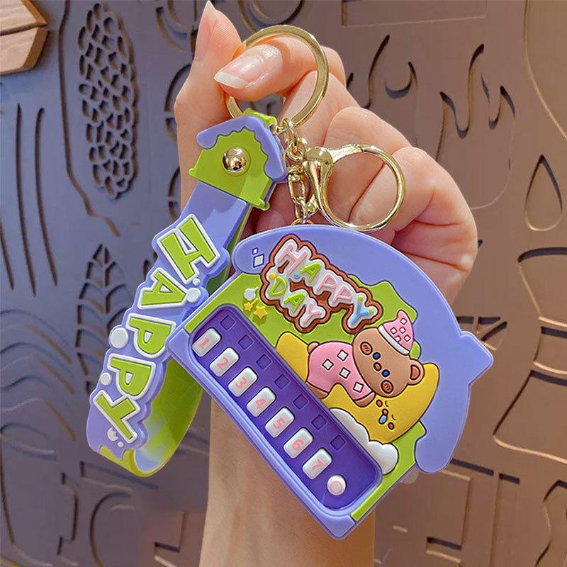 Cartoon Music Bear Electronic Organ Keychain Pendant Cute Children'S Schoolbag Small Pendant Creative Small Gift