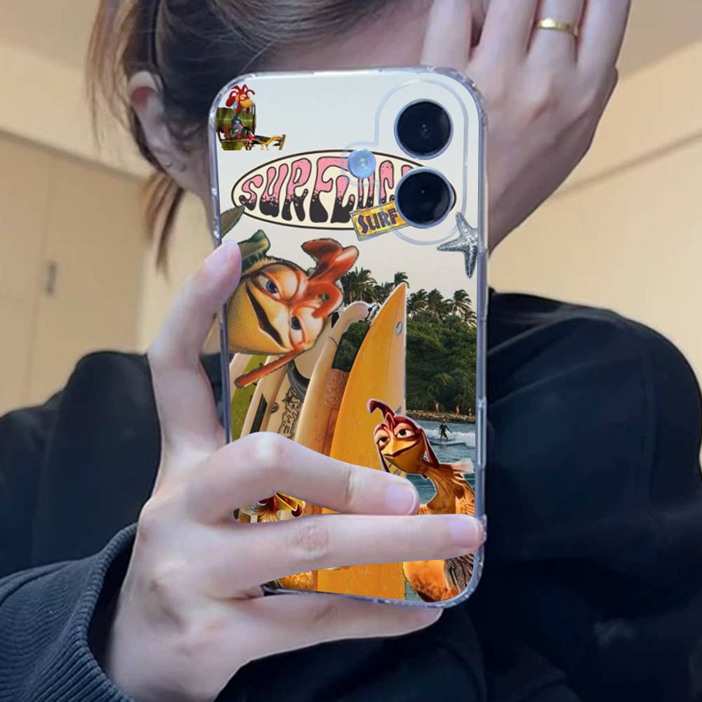 Чехол для телефона Chicken J-Joe Surf для iPhone 17 15 14 13 11 12 16 Pro Max Plus Mini Прозрачный Силиконовый Мягкий Funda iPhone 15pro max