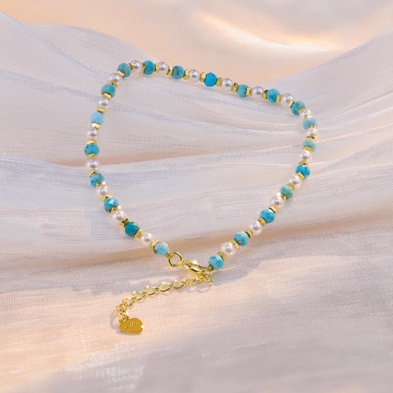 Yinruixiang S925 Silber Türkis Perlenarmband - Elegantes gewebtes Geschenk für Frauen