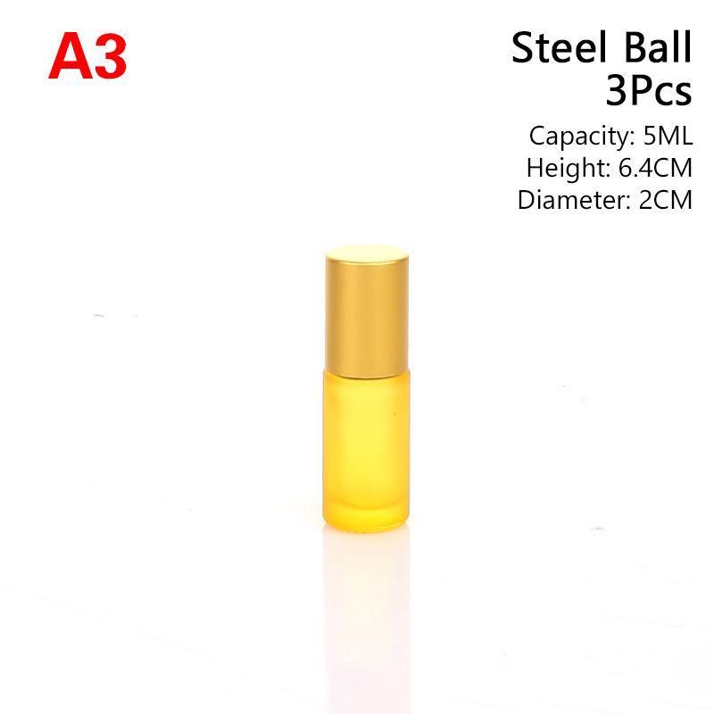 3Pcs Essential Oil Roll On Bottle Multicolour Empty Perfume Bottles Glass Containers Skincare Product Container