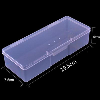 Nail Art Rectangle Plastic Storage Box Rhinestone Brush Pen Buffer Grinding Files Container Case Nail Art Equipment Tool
