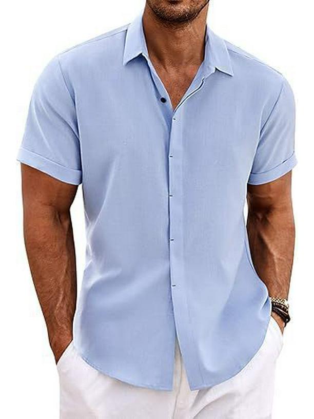 2024 Herren Freizeit Kurzarm Button-Down Strandhemd