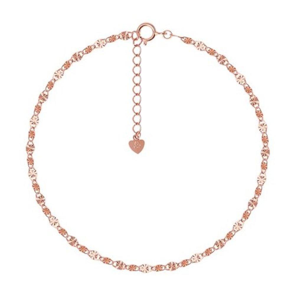Shiny 92.5 Silver Cut Sparkling Rose Gold Chain Silver Anklet