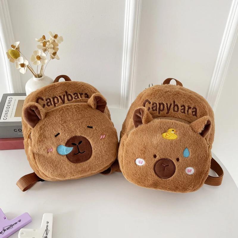 New Style Plush Women Bag Gift For Girls Kids Capybara Doll Plush Backpacks Portable Cartoon Animals Cute Capybara Backpack
