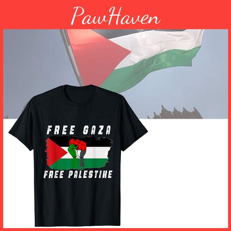 Free Palestine Cartoon Anime Short Sleeve T-shirt For Teenagers