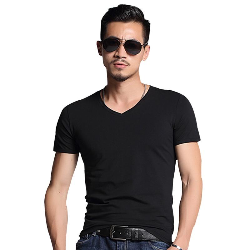 Mens Summer Casual Fashion V-neck T-shirt In Premium Quality Solid Colors