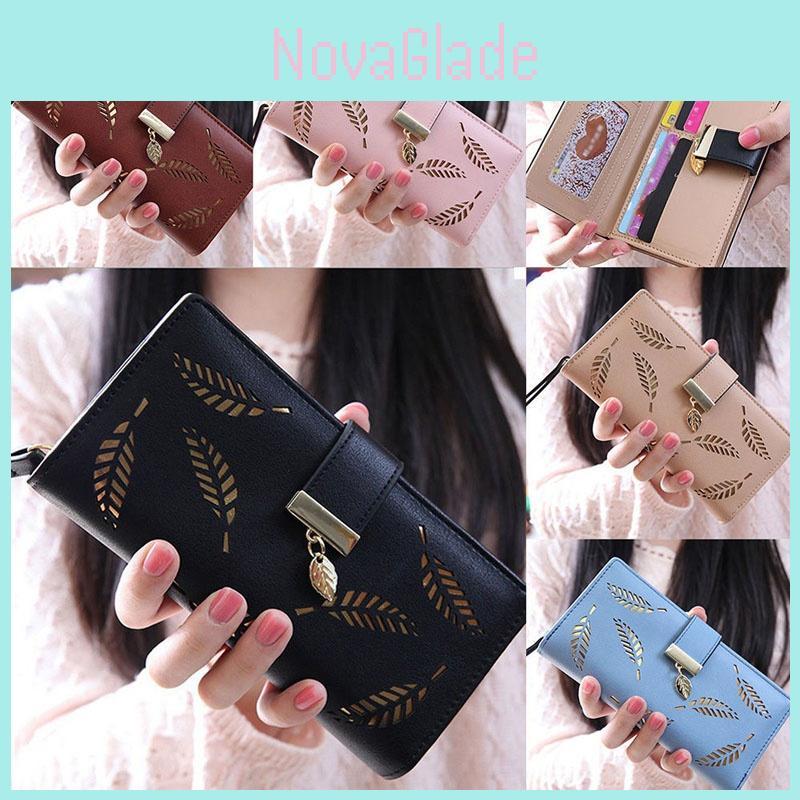 Stylish Women Purse Wallet Long Card Holder Clutch In Durable Leather Pu With Crown Accent