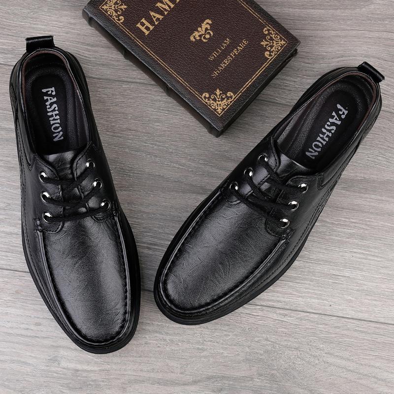 Men Genuine Leather Casual Shoes Summer Brand Comfortable Flats for Men New Trendy Simple Sneakers Men's Lace-Up Oxfords Shoes
