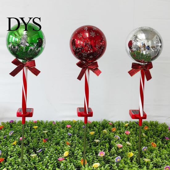 Solar Powered Outdoor Garden Lights 2Pcs Christmas Ball Light, Color Changing LED Stake with Automatic Dusk to Dawn 13 Beads, IP65 Waterproof