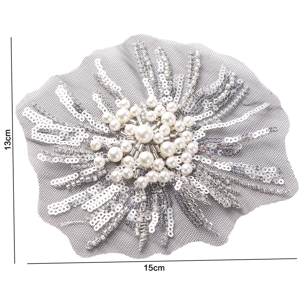 Handmade Beaded Embroidery Applique Fireworks Shape Applique Patches Wedding Dresses