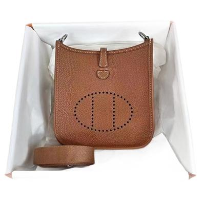 Evelyn TC Pattern First Layer Cowhide High-end Sense Versatile Leather Small Bag Mobile Phone Bag Shoulder Bag Messenger Bag Women