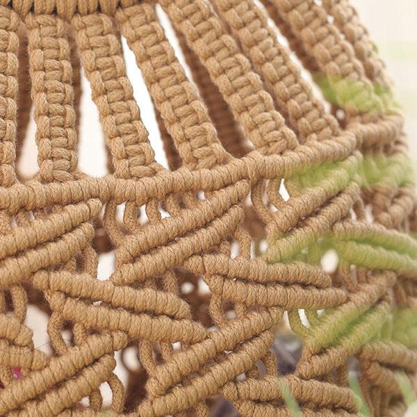 Kvinner vintage trehåndtak rottinghåndtak ensfarget uthult manuell bomullstau vevd veske Seaside Holiday håndveske