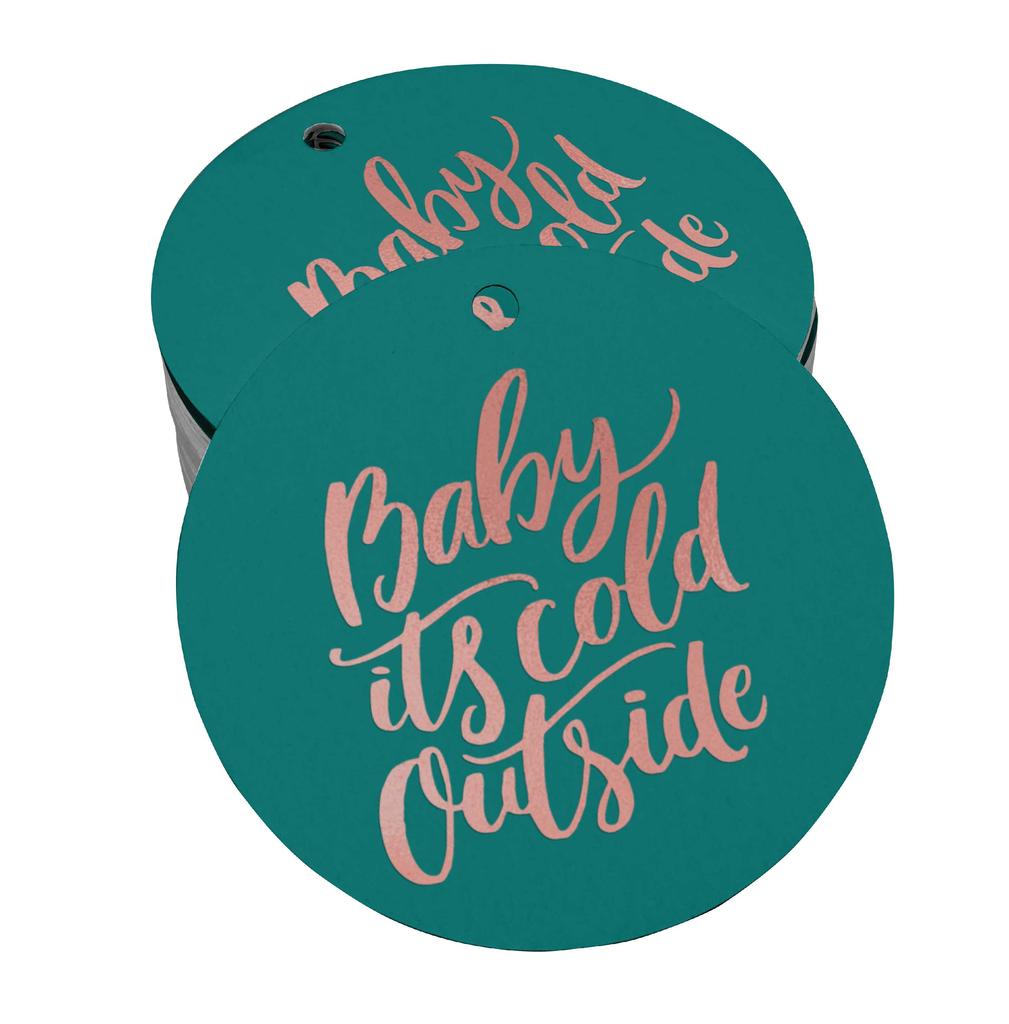 Inkdotpot Real Gold Foil Baby It's Cold Outside Baby Shower Tags Favor Hang Paper Tags 100