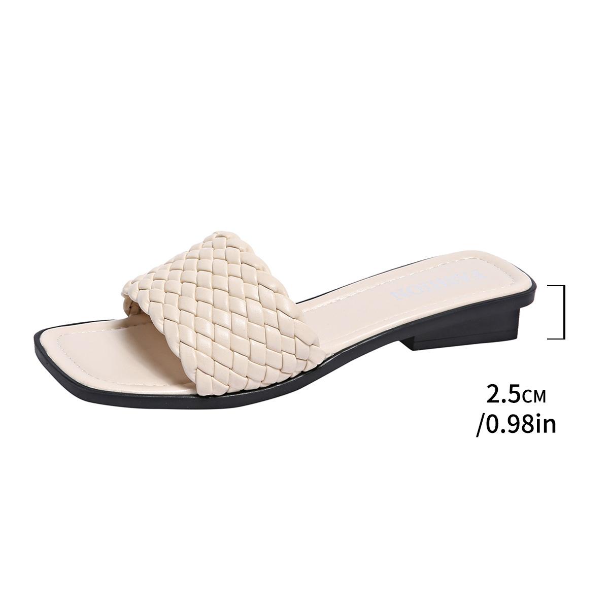 

Тапочки большого размера, женская повседневная верхняя одежда, модные плетеные тапочки на низком каблуке с одним словом 38 белый