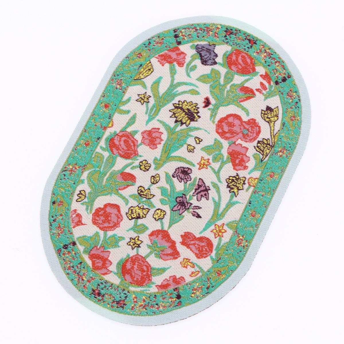 Doll House Mini Floor Decoration Carpet Small Cloth Miniature Living Room Scene Oval Woven Floor Mat 1Pcs зелёный