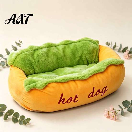 Cute Dog Bed for Dachshunds Hot Pet Bed, Soft Cozy Plush Removable Washable Mat, Gift Lovers Bun Cats Dogs, Novelty Sofa