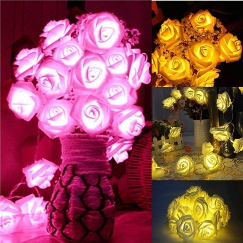 Romantische LED Rosen Lichterkette Warmweiß Batteriebetrieben Deko für Hochzeiten und Heiratsanträge