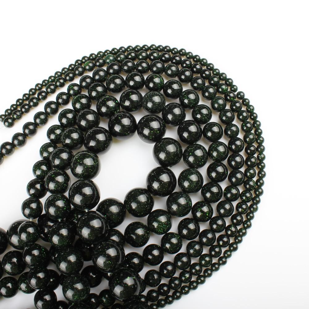 Green SandStone Round Natural Stone Beads 15"Strand Smooth Loose Spacer Beads 4/6/8/10/12mm for Jewelry Making DIY Bracelets Accessories