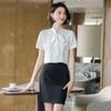 2023 Women's White Bow Blouse: Short Sleeve Workwear for Civil Servant Interviews & Hotel Reception