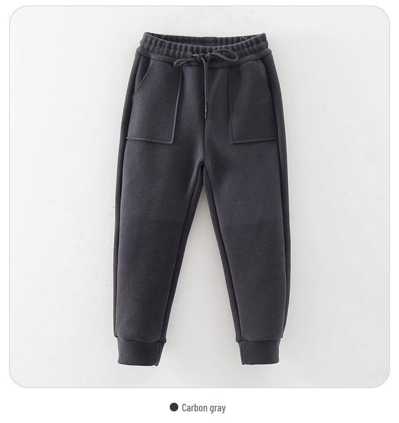 Kids' Seven-Level Windproof Velvet Sweatpants - Korean Style for Autumn/Winter