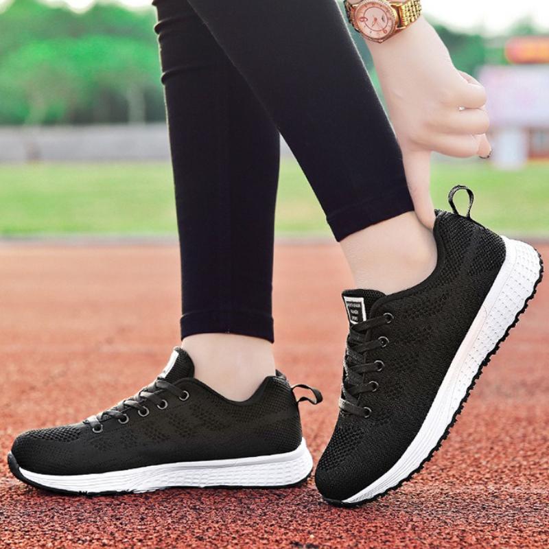 Light Women's Casual Sports Shoes Breathable Running Shoes Knitted Mesh Leisure Sneakers Walking Shoes