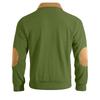 Men's Casual Loose Fit Knit Sweater Half Zip Pullover Long Sleeve Embroidered Sweatshirt with Collar Patchwork Design for Fall Winter