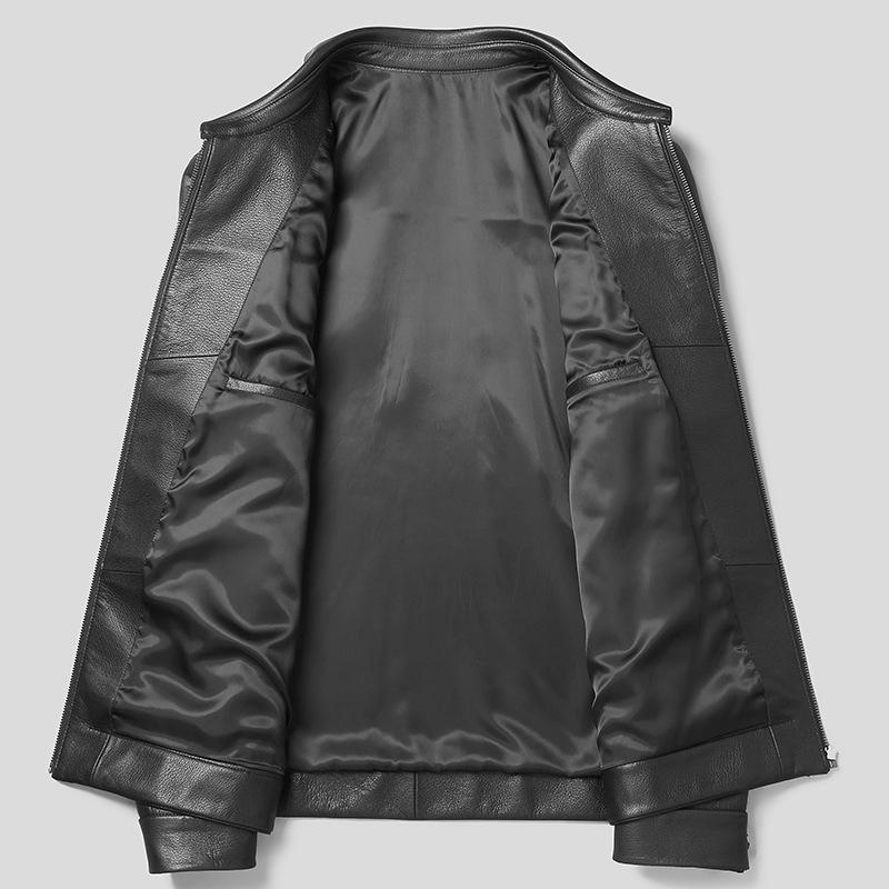 New Autumn and Winter Men's Genuine Leather Clothes Goat Leather Jackets Simple Commuting Men's Clothes with Multiple Pockets