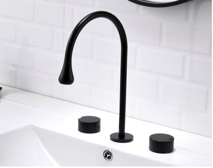 Widespread Basin Faucet Bathroom Hot and Cold Total Brass Water Mixer Tap Brush Gray Black Basin Water Sink Mixer crane