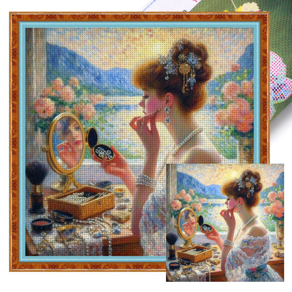 Πλήρες κέντημα Οικολογικό βαμβακερό νήμα 11CT Printed Girl Cross Stitch Kit Art